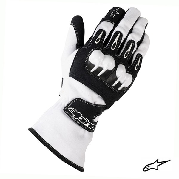 Alpinestars Перчатки для картинга/мотоциклетные Tech 1-KV Race, белые, р-р XL