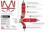 Sabelt Ремень безопасности FIA, 6 точек 3/3", красный